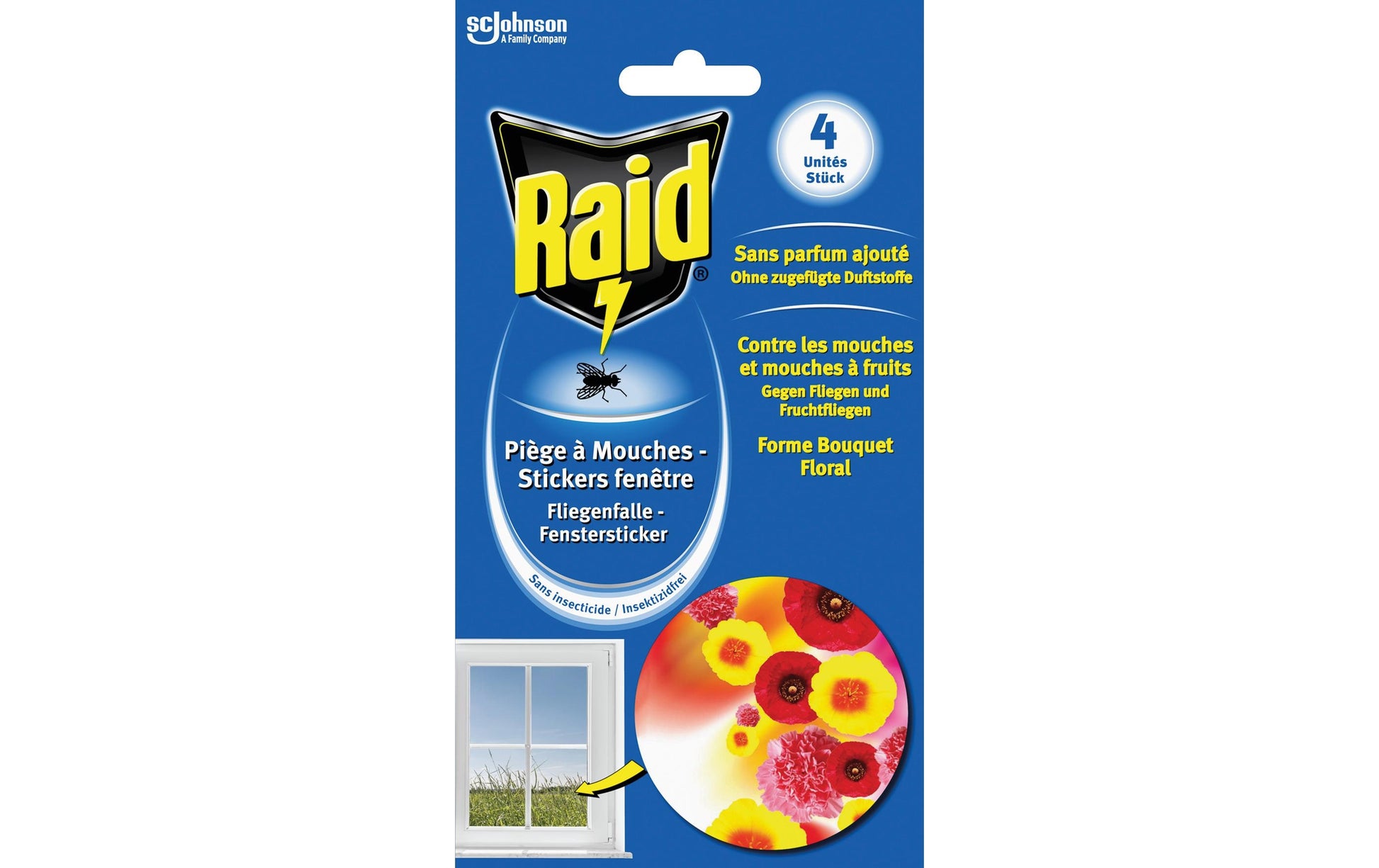 Raid Fliegenpapier Insektenfalle – mehrfarbig – für Fluginsekten – 4 Stk.