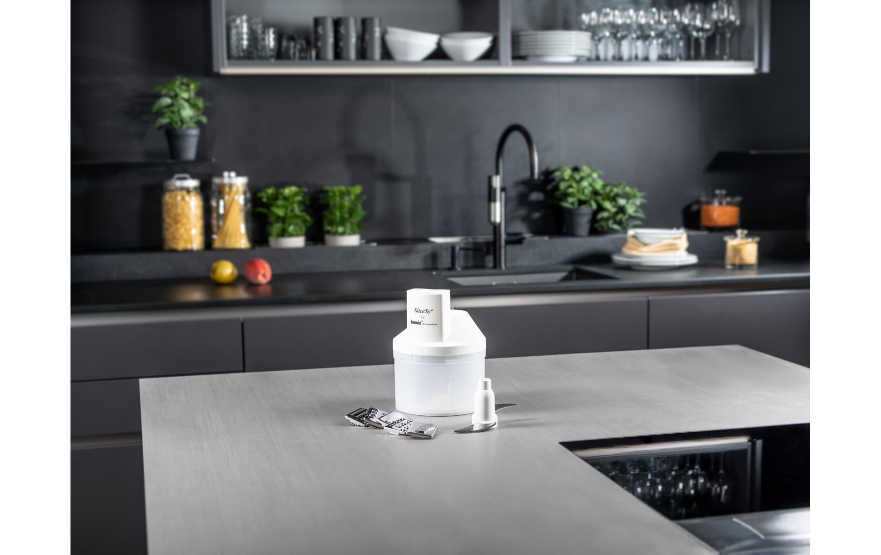 Bamix Elektrische Reibe SliceSy – für Stabmixer, Weiss