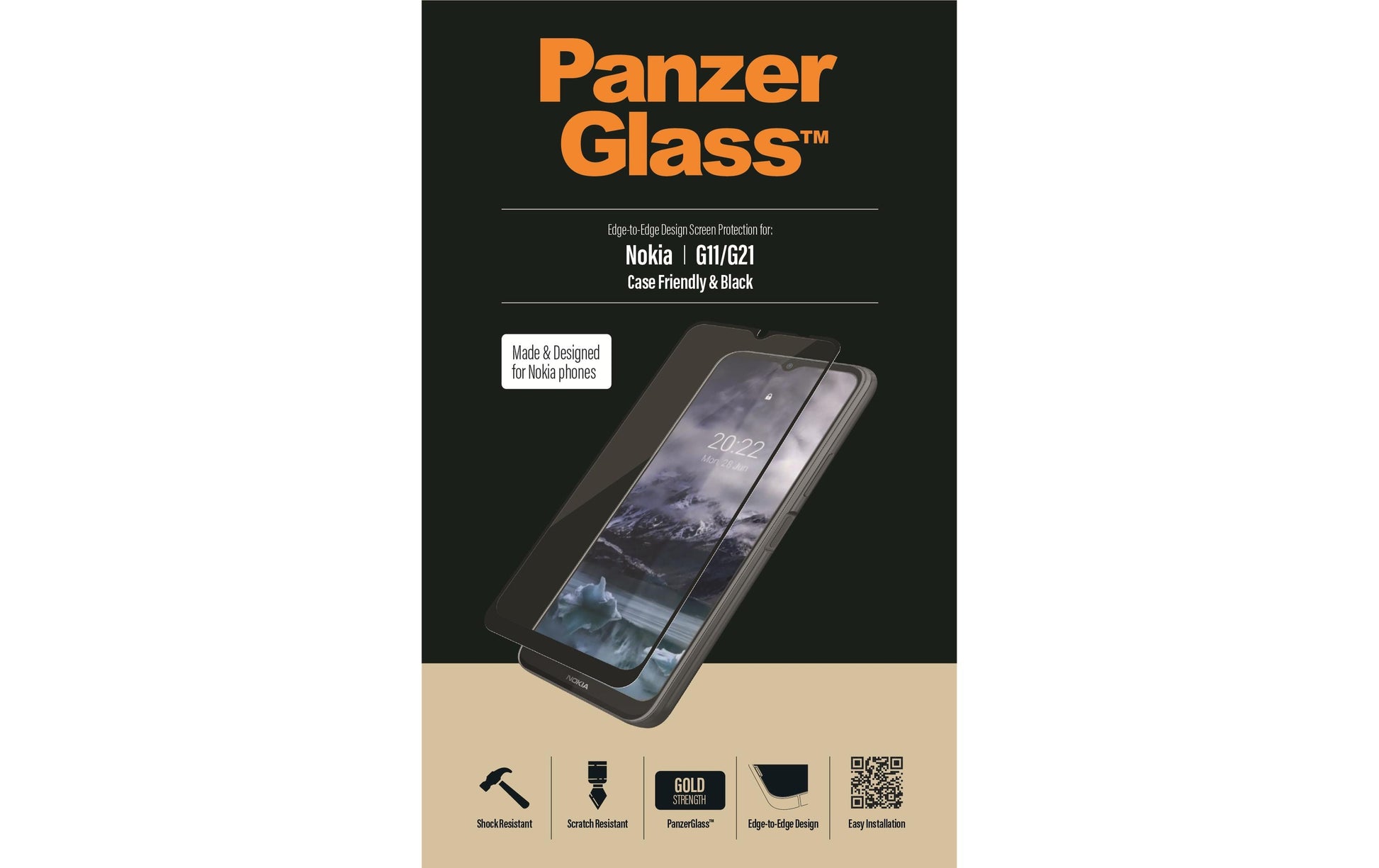 PanzerGlass Displayschutz (Panzerglas), Case Friendly – für Nokia G11/G21