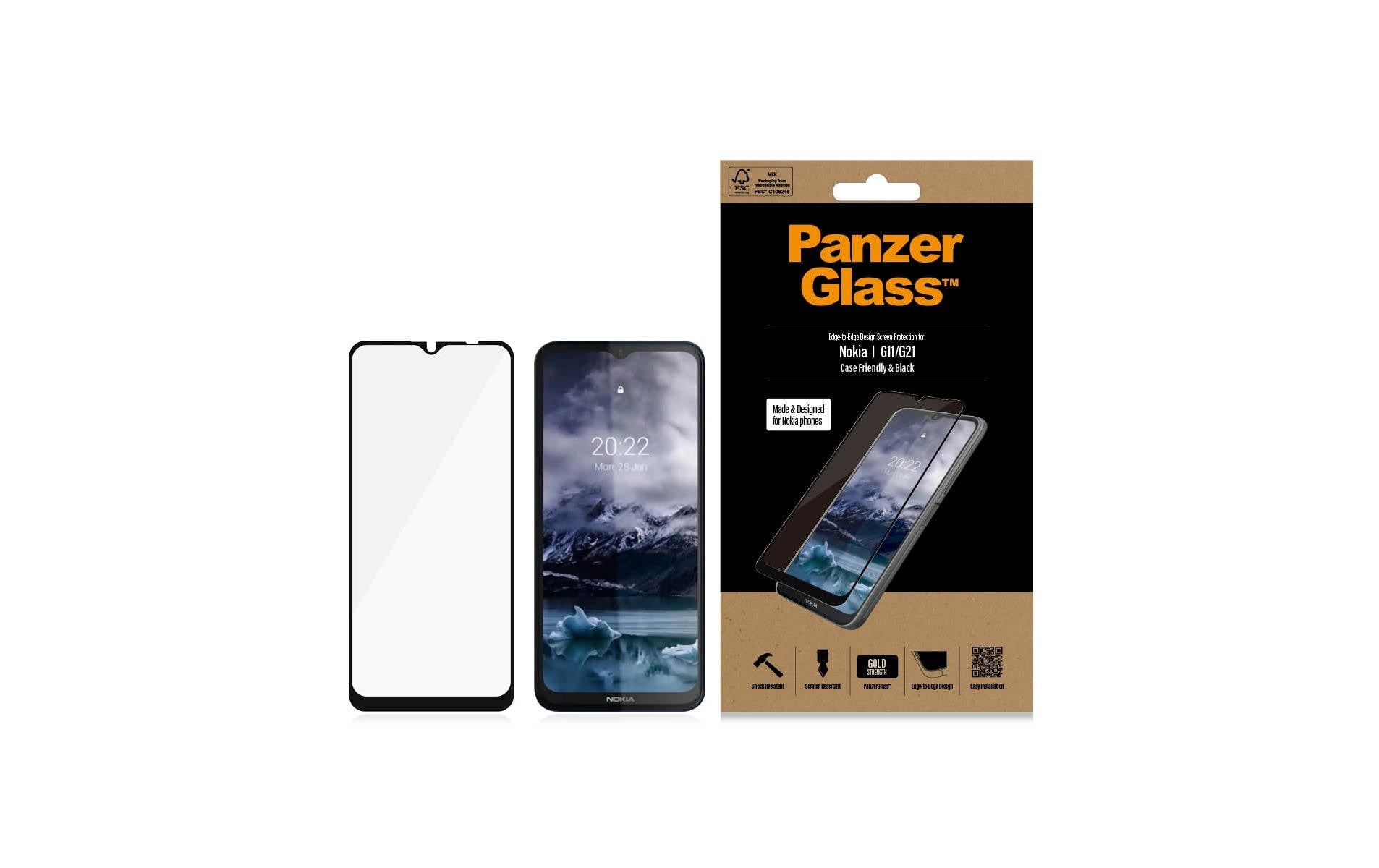 PanzerGlass Displayschutz (Panzerglas), Case Friendly – für Nokia G11/G21