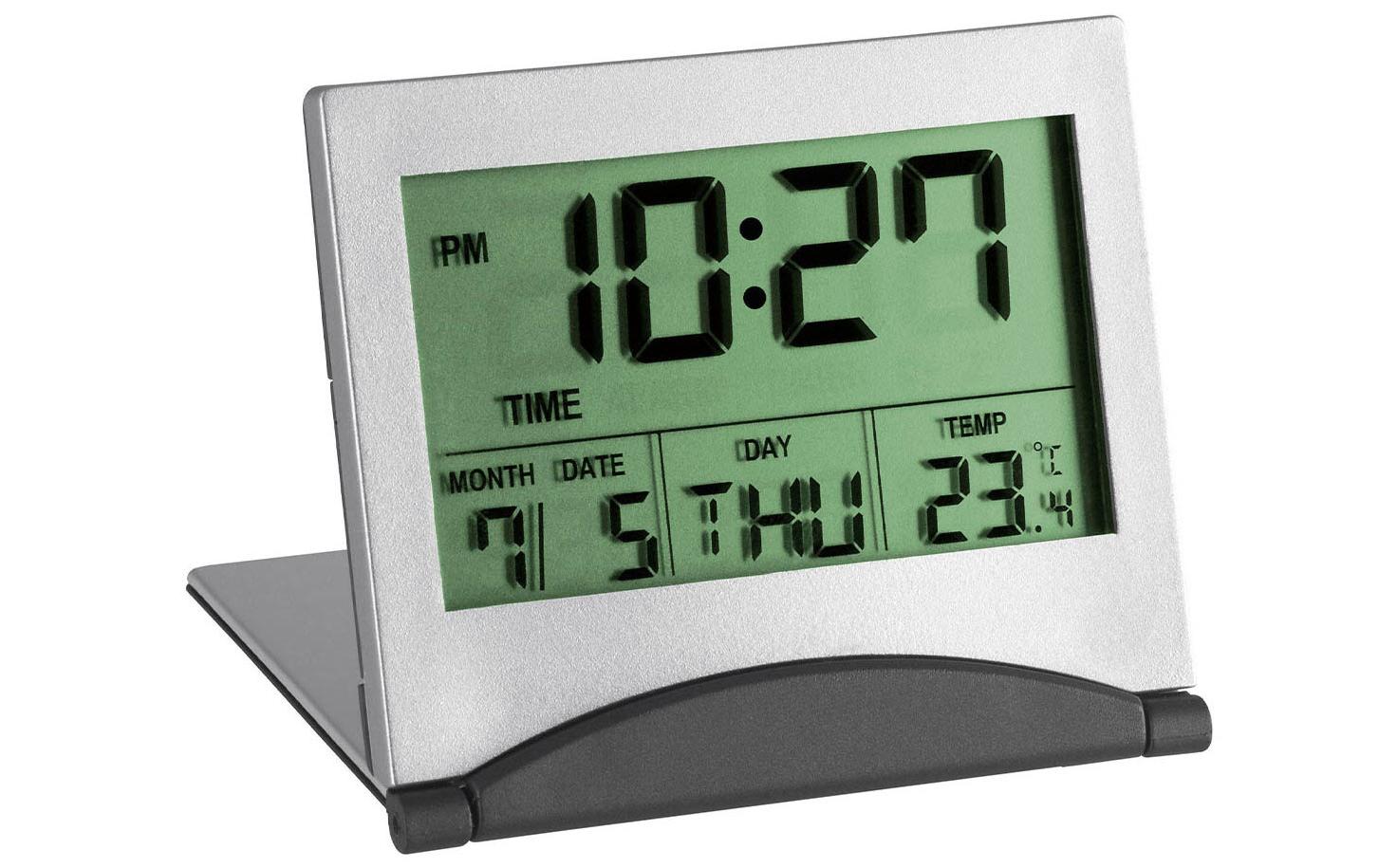 TFA-Dostmann TFA Dostmann Digitalwecker – Snooze, Thermometer, 7,3 × 5,8 × 6,3 cm, Silber