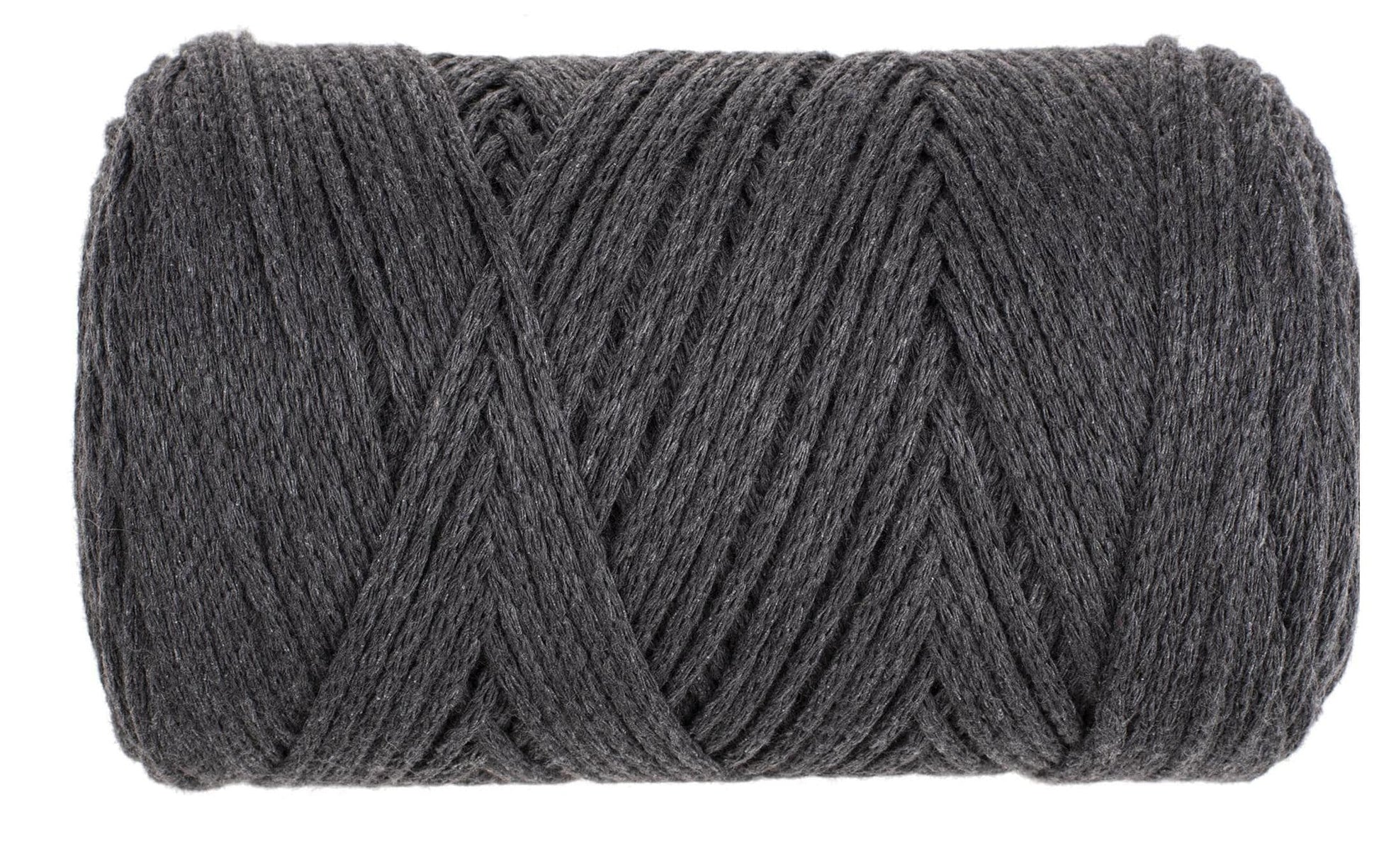 GLOREX Makramee-Kordel Anthrazit – Ø 2 mm, 250 g, 225 m, 80% Baumwolle/20% Polyester, 1 Stk.