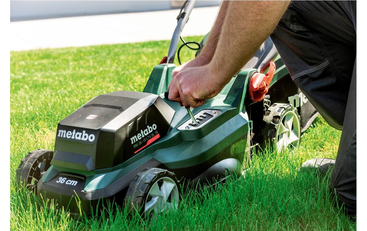 Metabo RM 36-18 LTX BL 36 Akku-Rasenmäher, bürstenlos – 18 V – Schnittbreite 36 cm – Solo – CAS