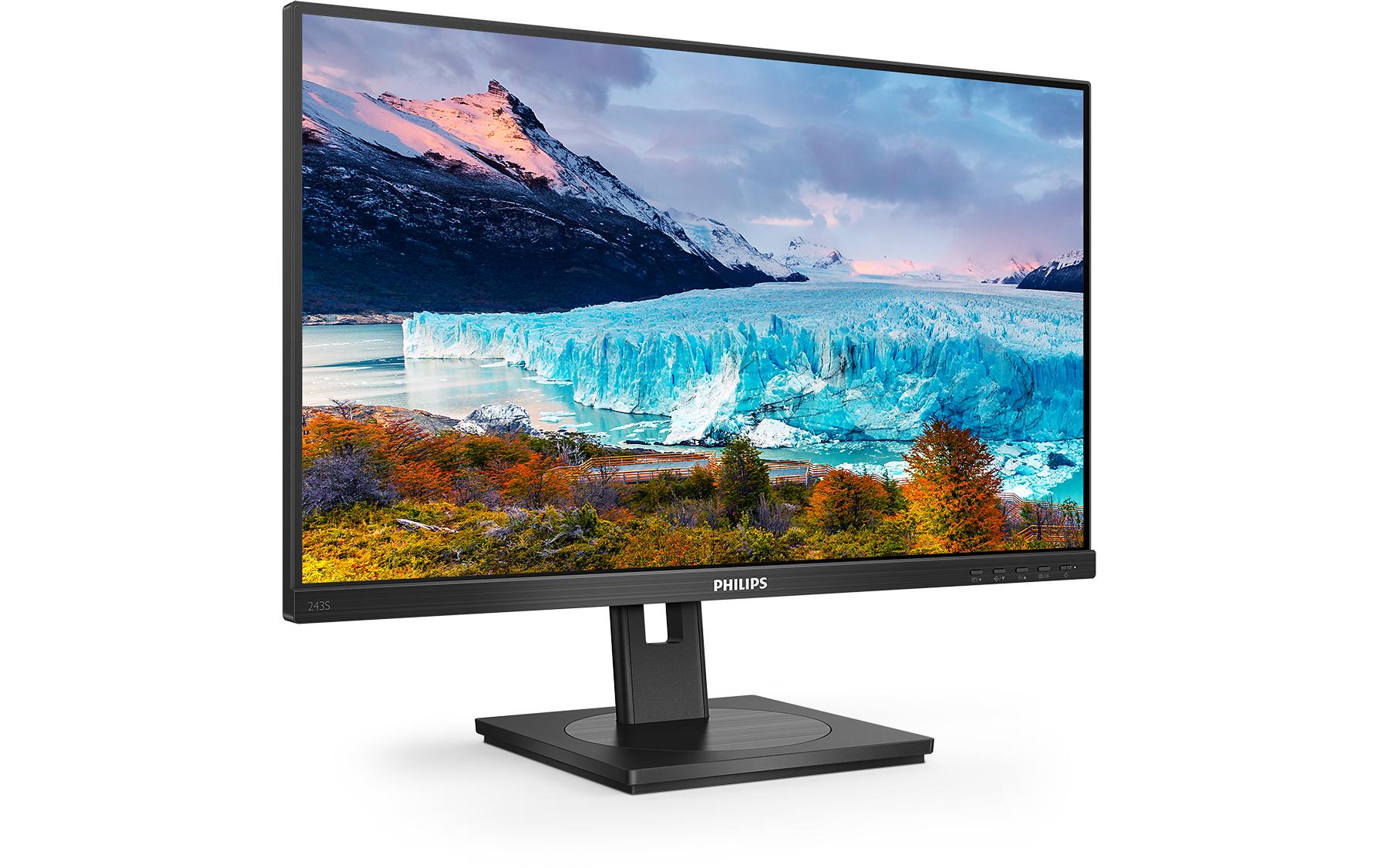 Philips 243S1/00 – Monitor, 23,8", 1920 × 1080 (Full HD), IPS, 75 Hz, 250 cd/m², VESA 100 × 100, Schwarz