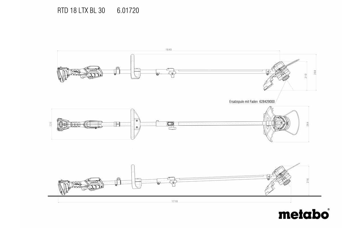Metabo RTD 18 LTX BL 30 Akku-Rasentrimmer – 18 V – Schnittbreite 30 cm – Solo – CAS