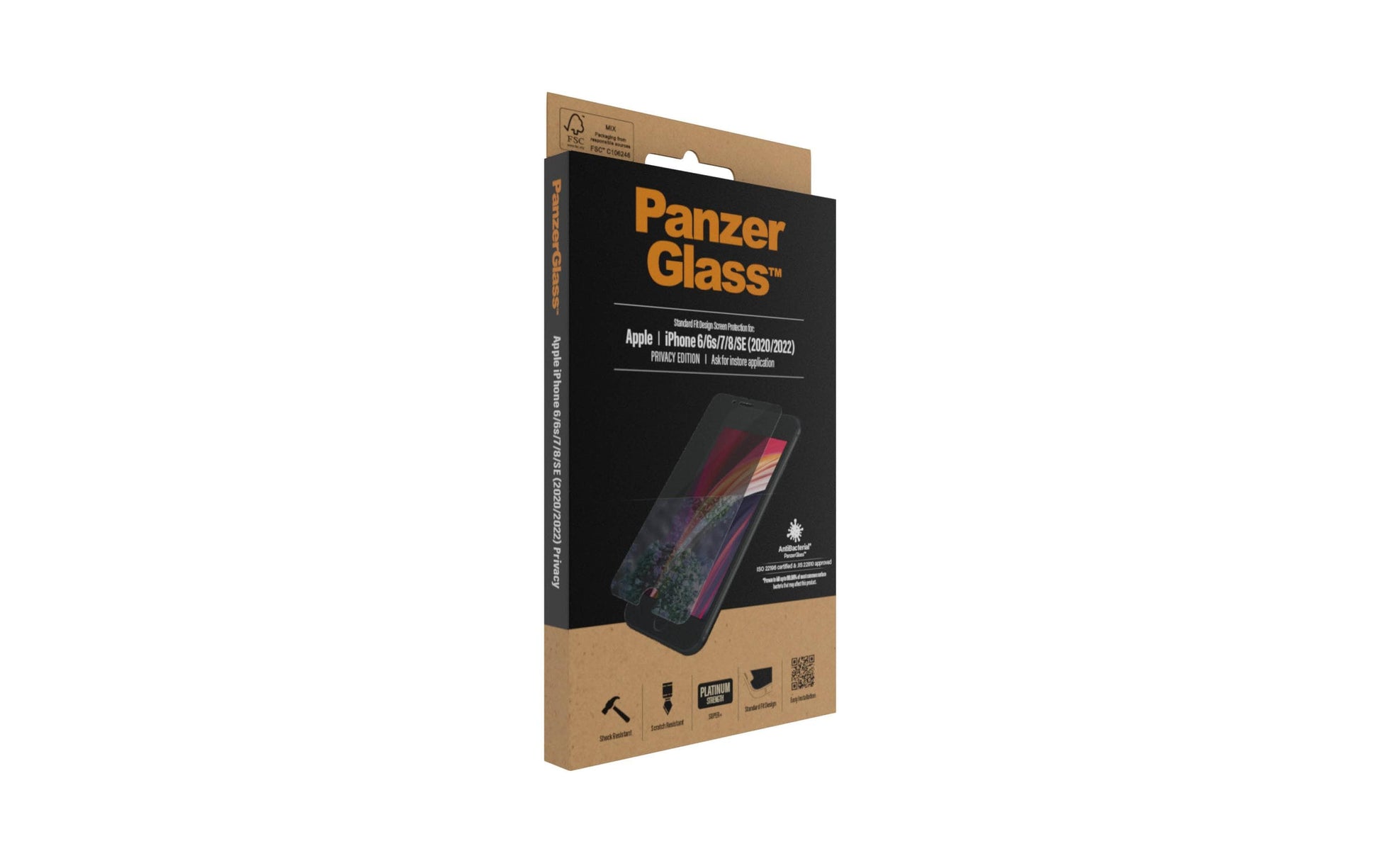 PanzerGlass Privacy-Filter (Panzerglas), Antibakteriell – für iPhone 6/6s/7 und andere
