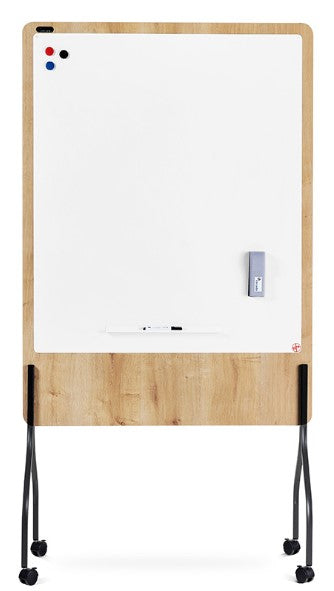 Rocada Whiteboard – 100 × 150 cm, Melamin, magnetisch, Stahlrahmen, mobil, beidseitig
