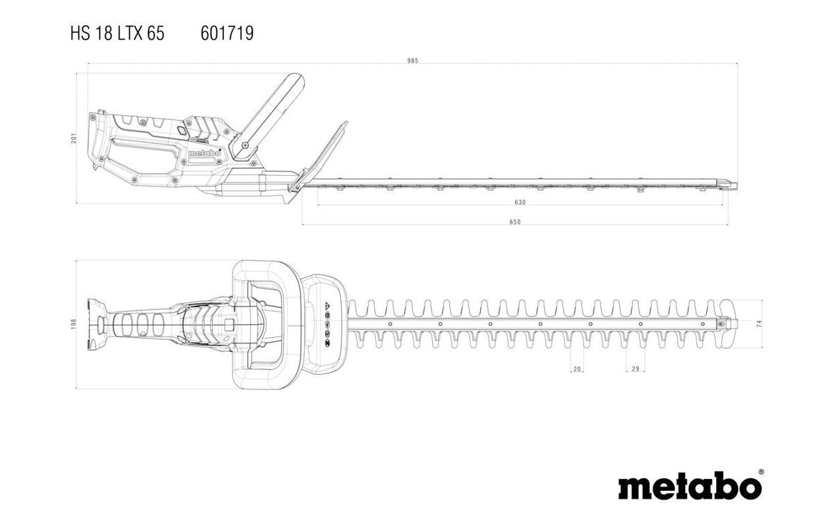 Metabo HS 18 LTX 65 Akku-Heckenschere – 18 V – 650 mm – Max. Schnittstärke 19 mm – Solo – CAS