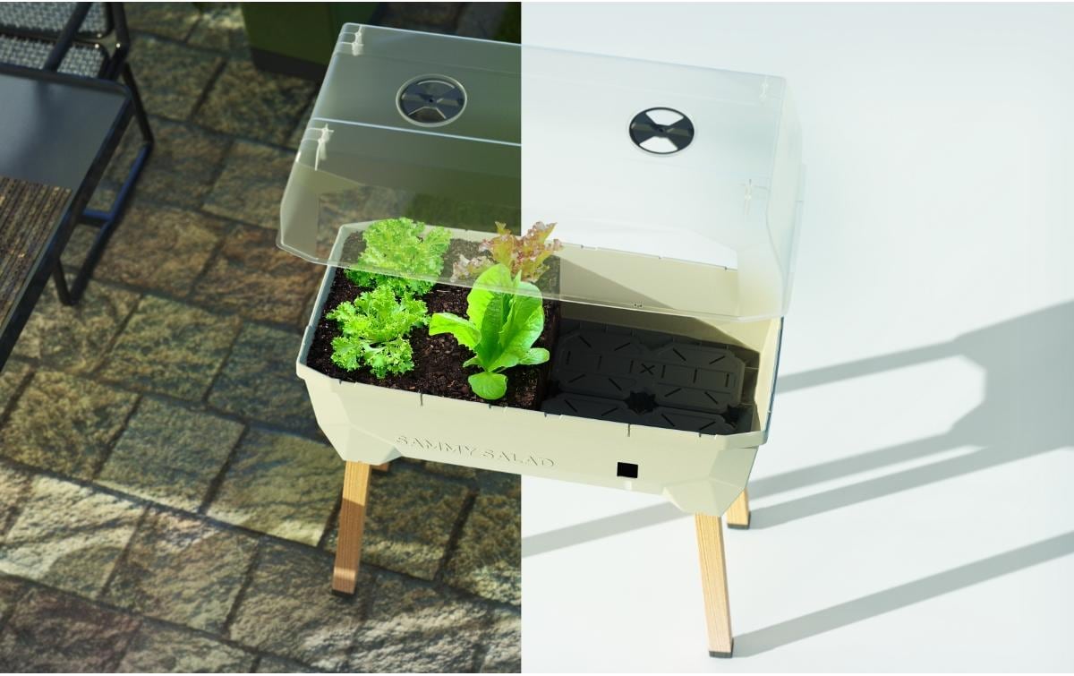 Gusta Garden SAMMY SALAD Hochbeet – 79 × 37,5 × 95 cm – Kunststoff & Lärche, Hellgrau