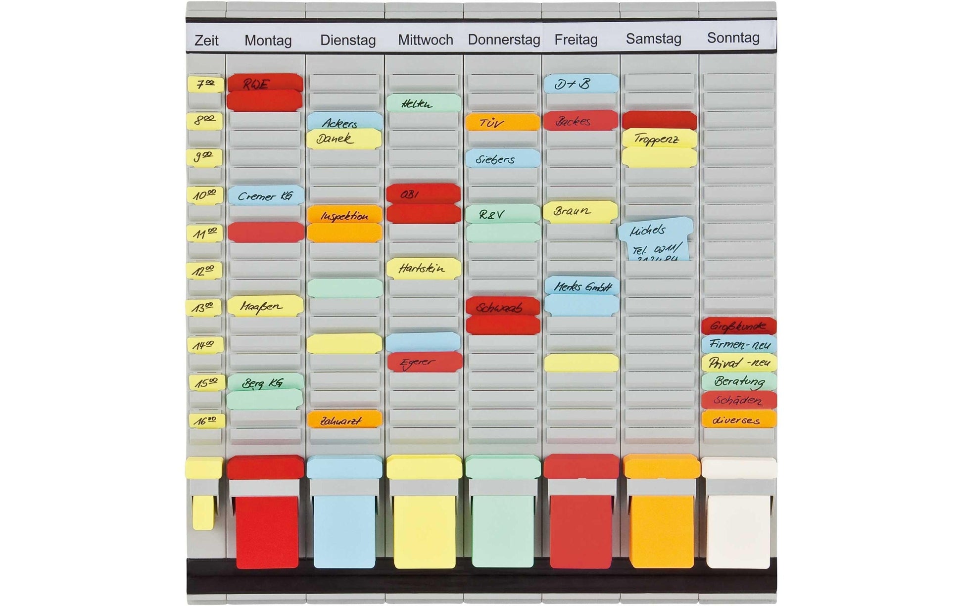 Franken Jahresplaner, T-Kartensystem, magnetisch, 7 × 20 – 47,4 × 49 cm, Grau