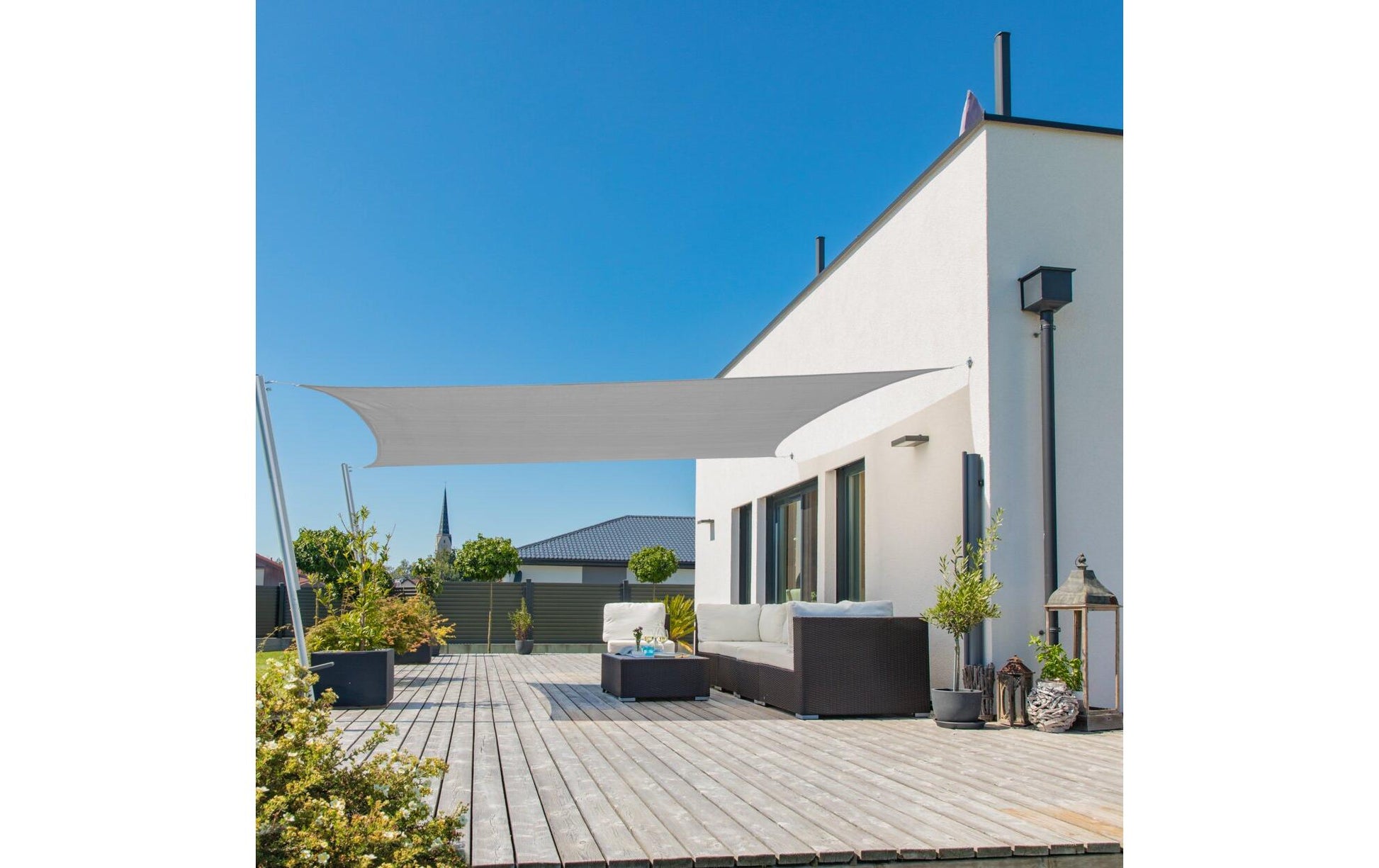 Windhager Rechteckiges Sonnensegel – 500 × 400 cm, Grau, Polyethylen (PE)