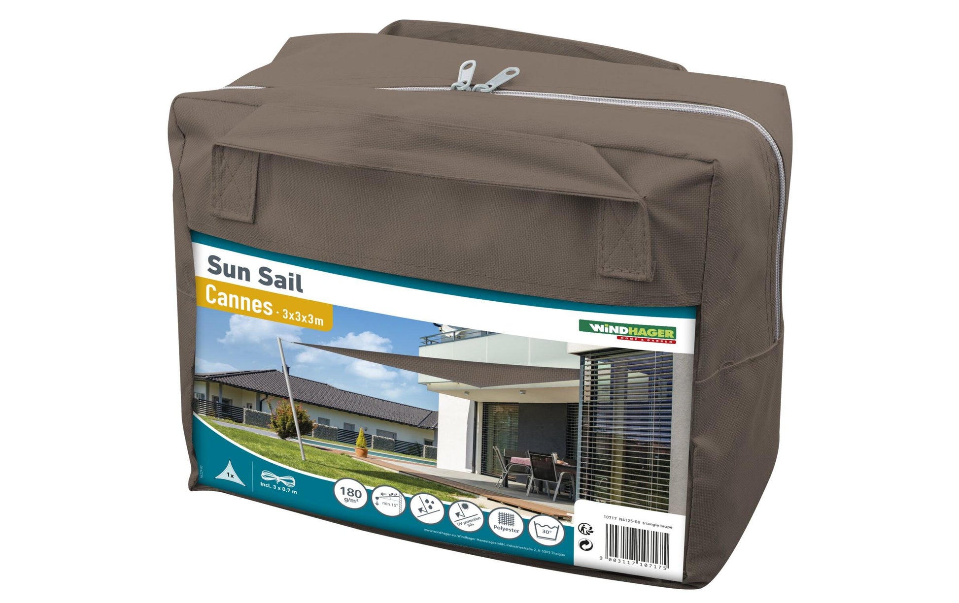 Windhager Dreieck-Sonnensegel – 300 × 300 cm, Anthrazit, Polyester, 180 g/m²
