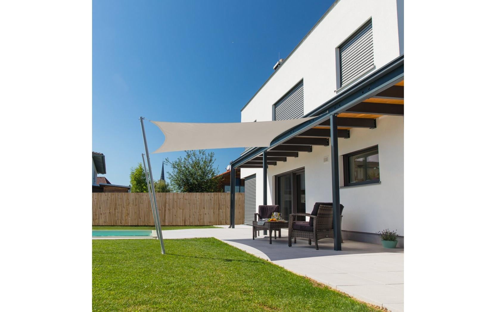 Windhager Quadratisches Sonnensegel 300 × 300 cm, grau, Polyester, wasserabweisend, UV-Schutz 50+