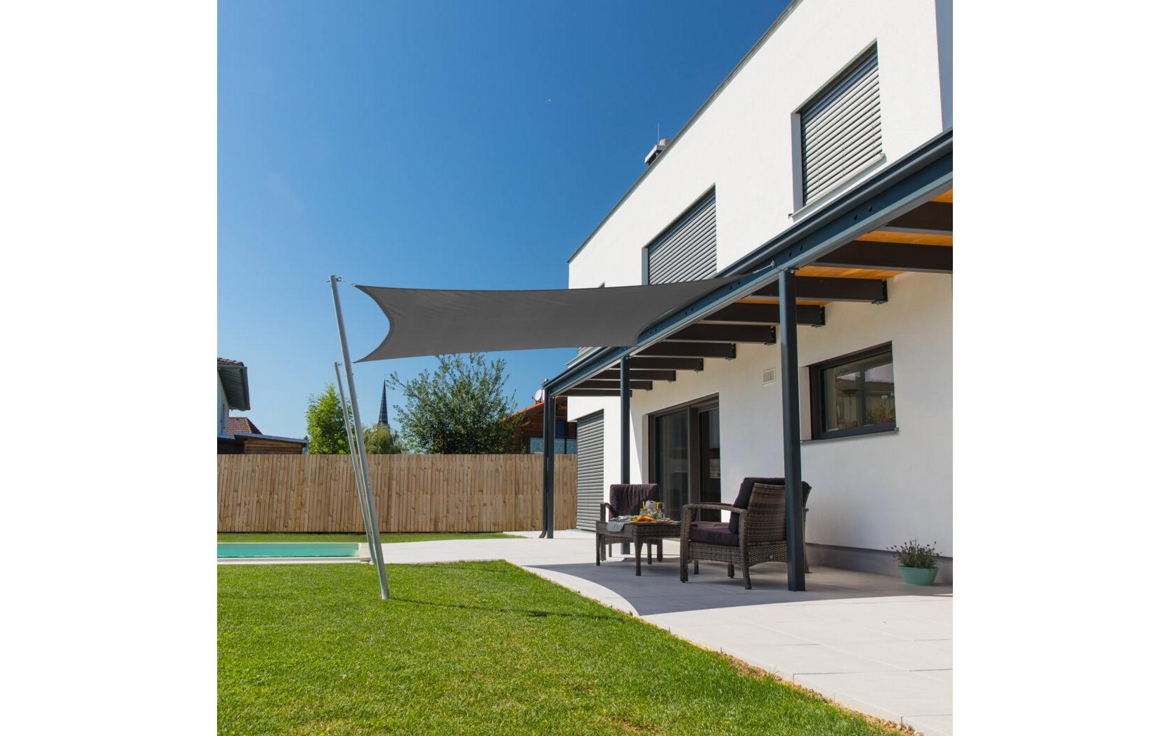 Windhager Quadratisches Sonnensegel 300 × 300 cm, Polyester, Anthrazit, wasserabweisend, UV-Schutz 50+