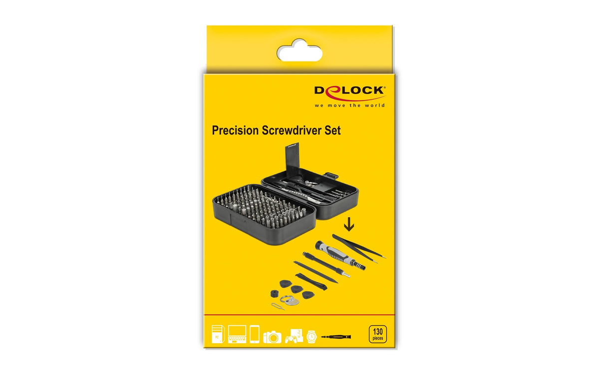 DeLOCK Präzisions-Schraubenzieher-Set PH/PZ/SL/TX/HEX u. a., Bithalter, Etui