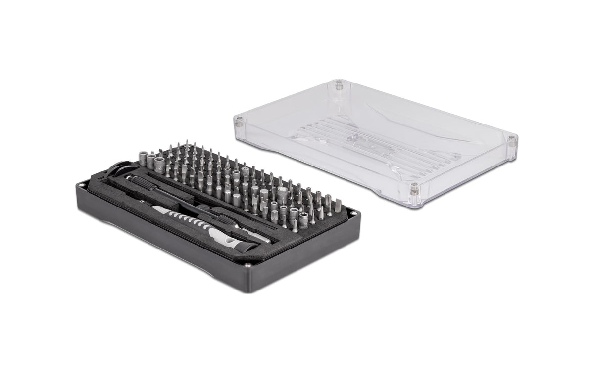 DeLOCK Elektronik-Reparaturset – 108-teilig, Bits: Torx, Phillips, Pentalobe – für Smartphone