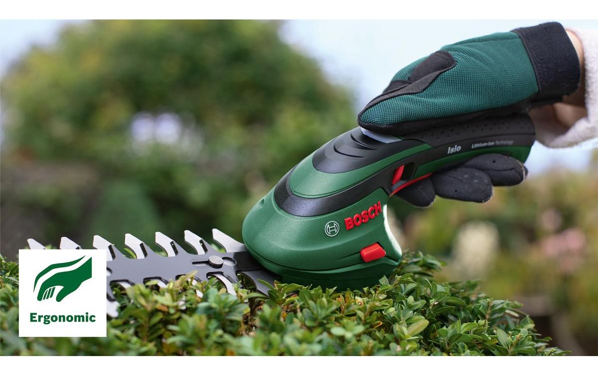 Bosch Isio Akku-Grasschere – 3,6 V – Schnittbreite 80 mm – 1×1,5 Ah & Ladegerät