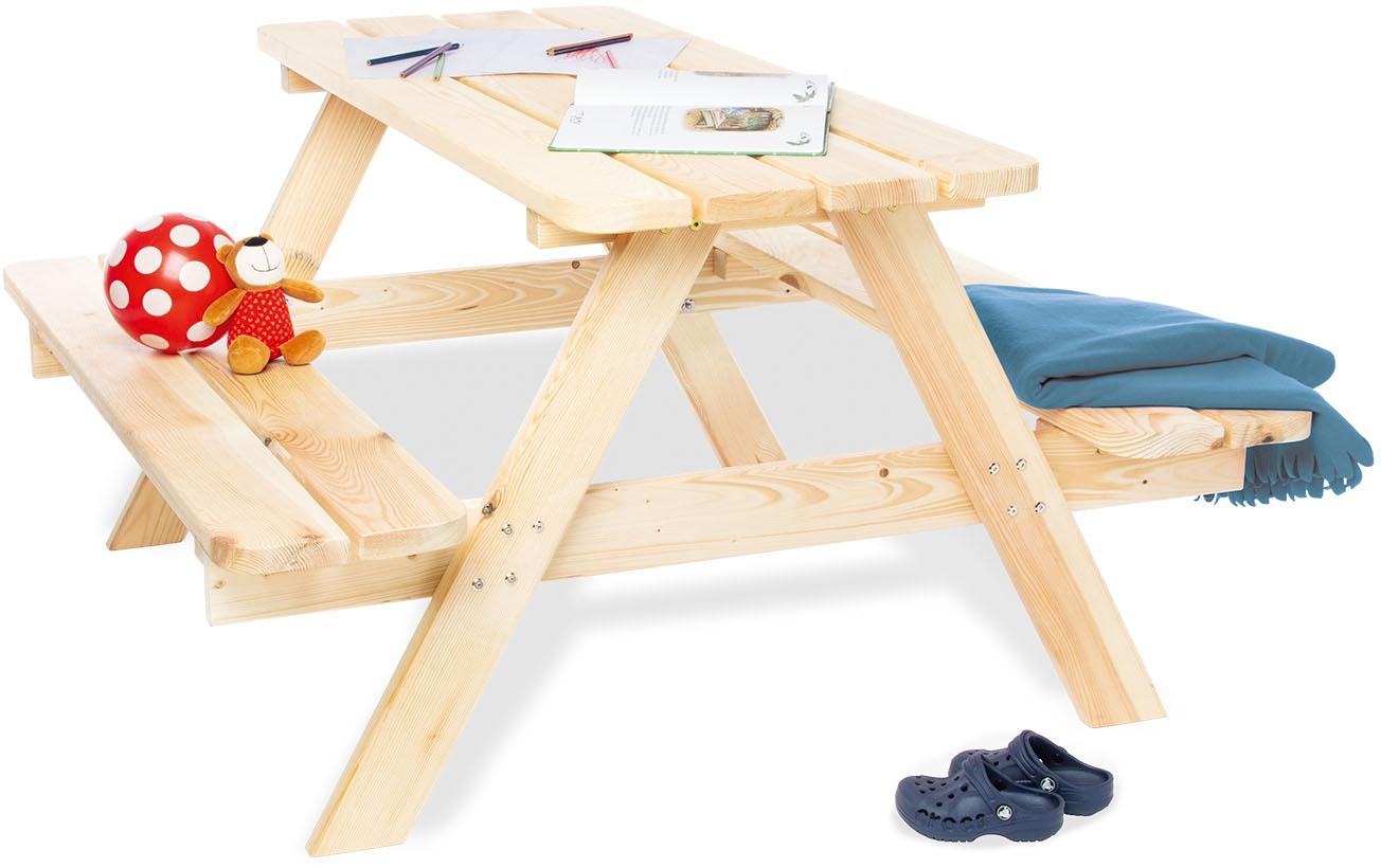 Pinolino Kinderträume Bistro-Set – Natur – Holz – Tisch 119 × 118 × 65 cm