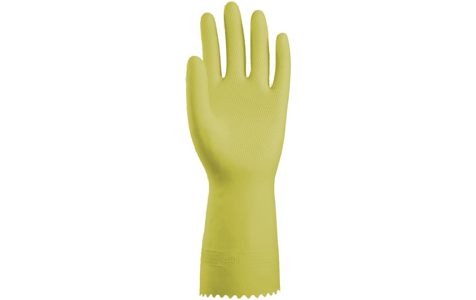 Edi Baur – Arbeitshandschuhe – Grösse S, 1 Paar (2 Stück) – Latex, Baumwollfutter, Gelb