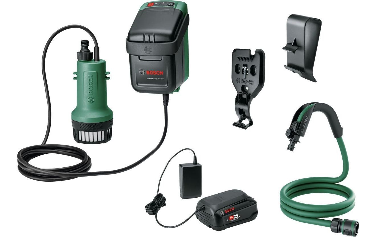 Bosch GardenPump18V-2000 Akku-Gartenpumpe – 18 V – 2000 l/h, Förderhöhe 25 m – Set – POWER FOR ALL