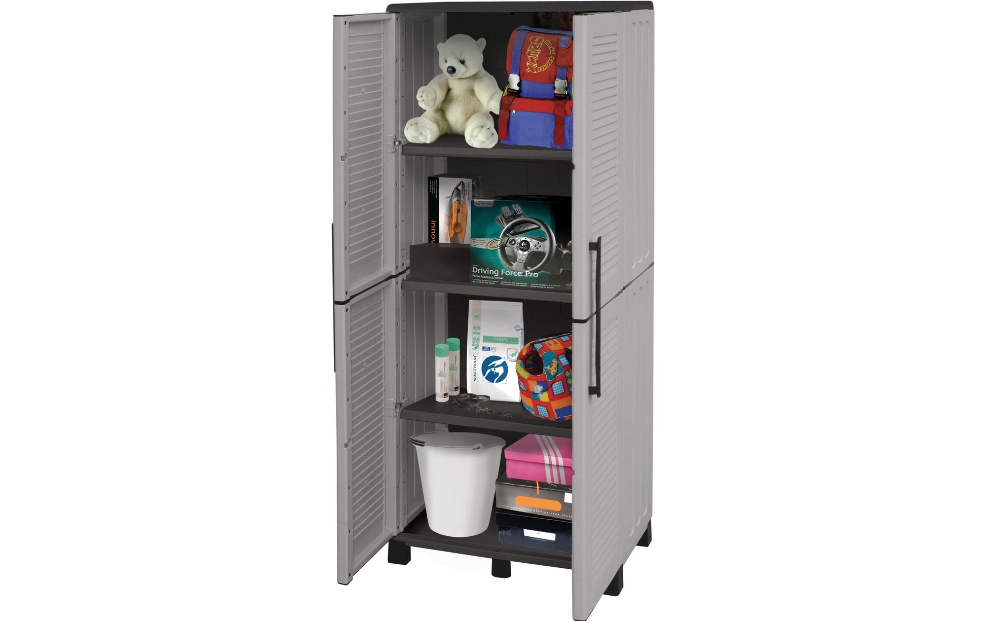 Art plast ArtPlast F70/TP/S – Gartenschrank, 680 × 370 × 1690 mm, 3 Tablare, Hellgrau, Polypropylen
