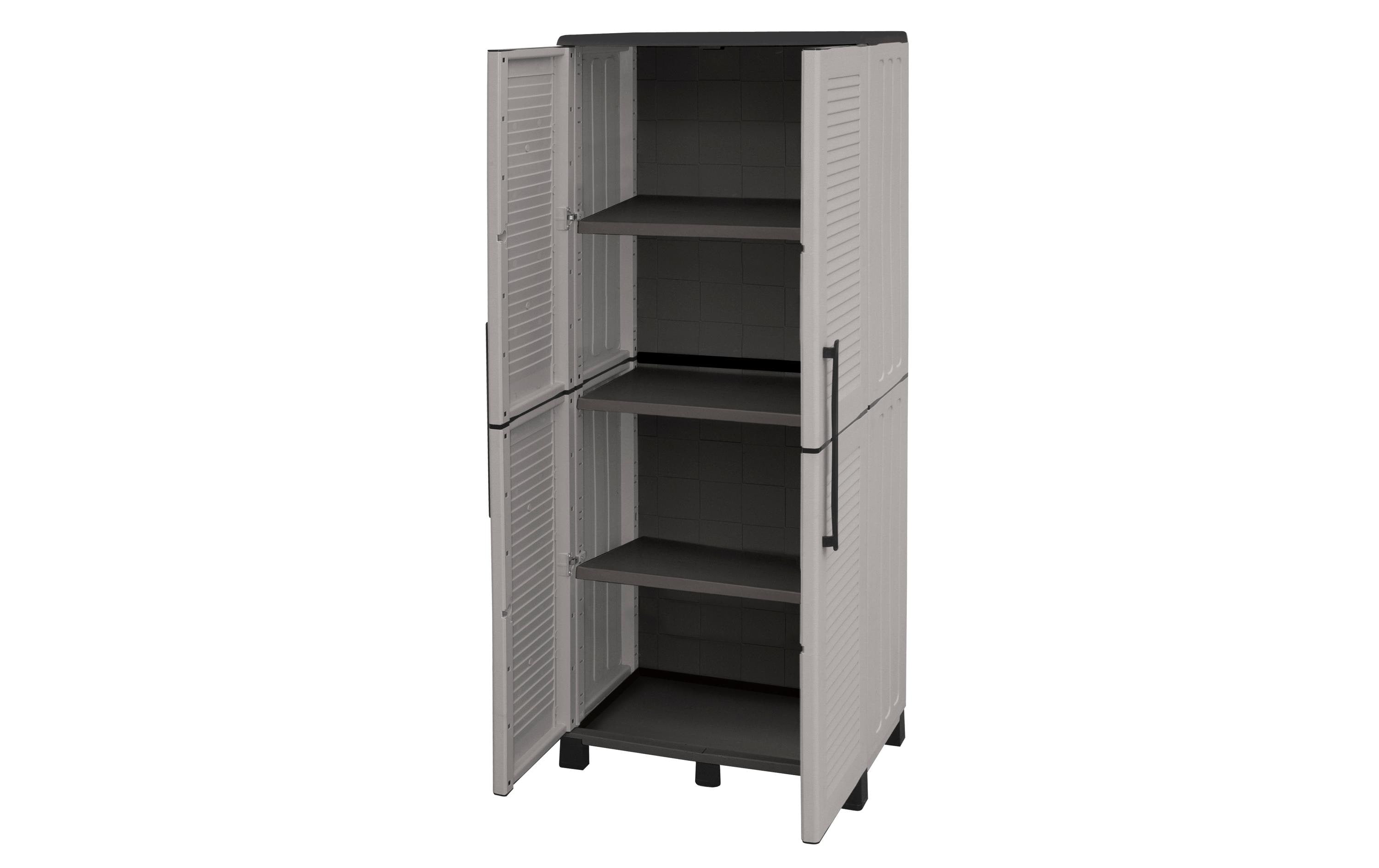 Art plast ArtPlast F70/TP/S – Gartenschrank, 680 × 370 × 1690 mm, 3 Tablare, Hellgrau, Polypropylen