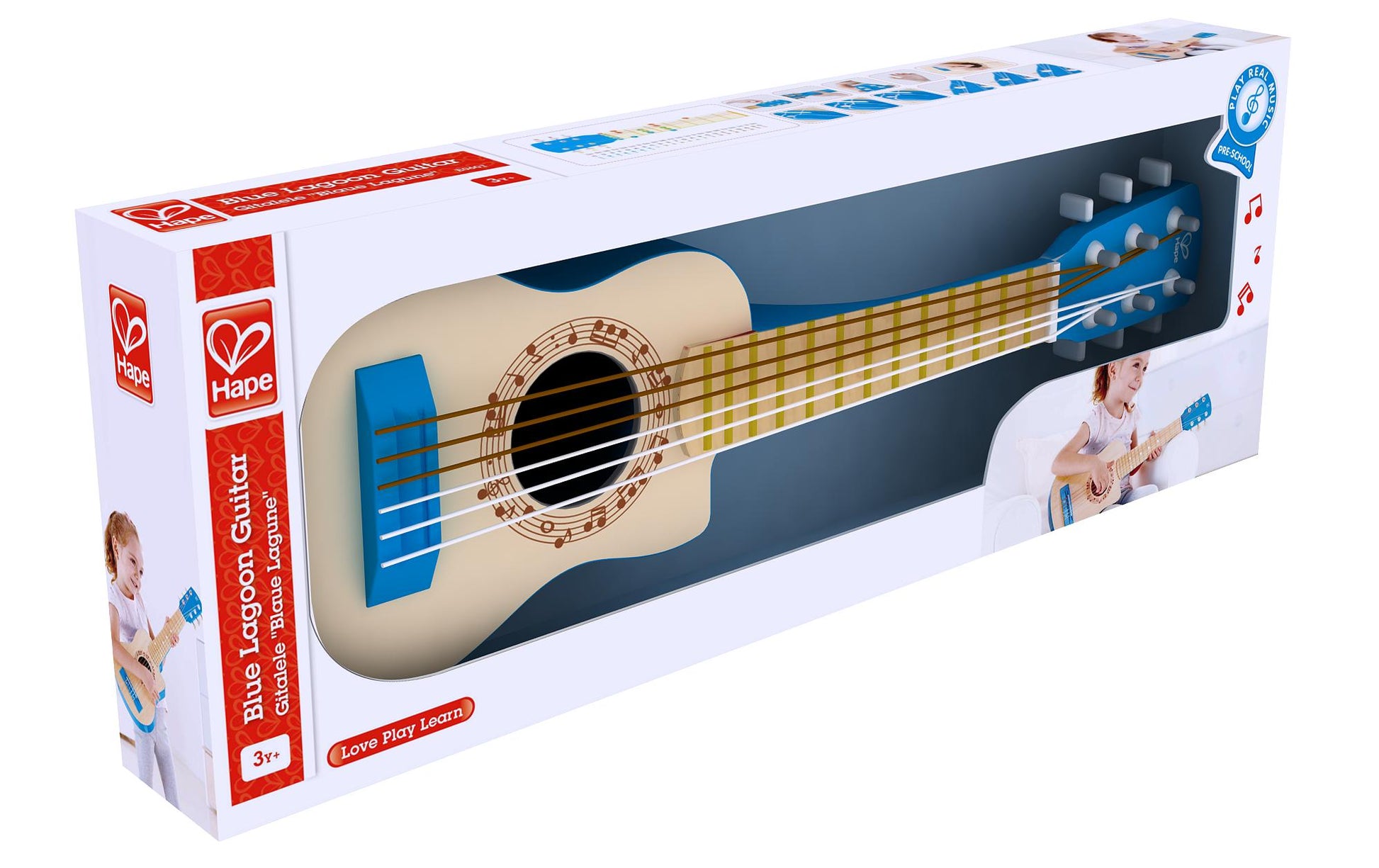 Hape Gitarre Blaue Lagune – ab 3 Jahren – Nylon, Holz – blau