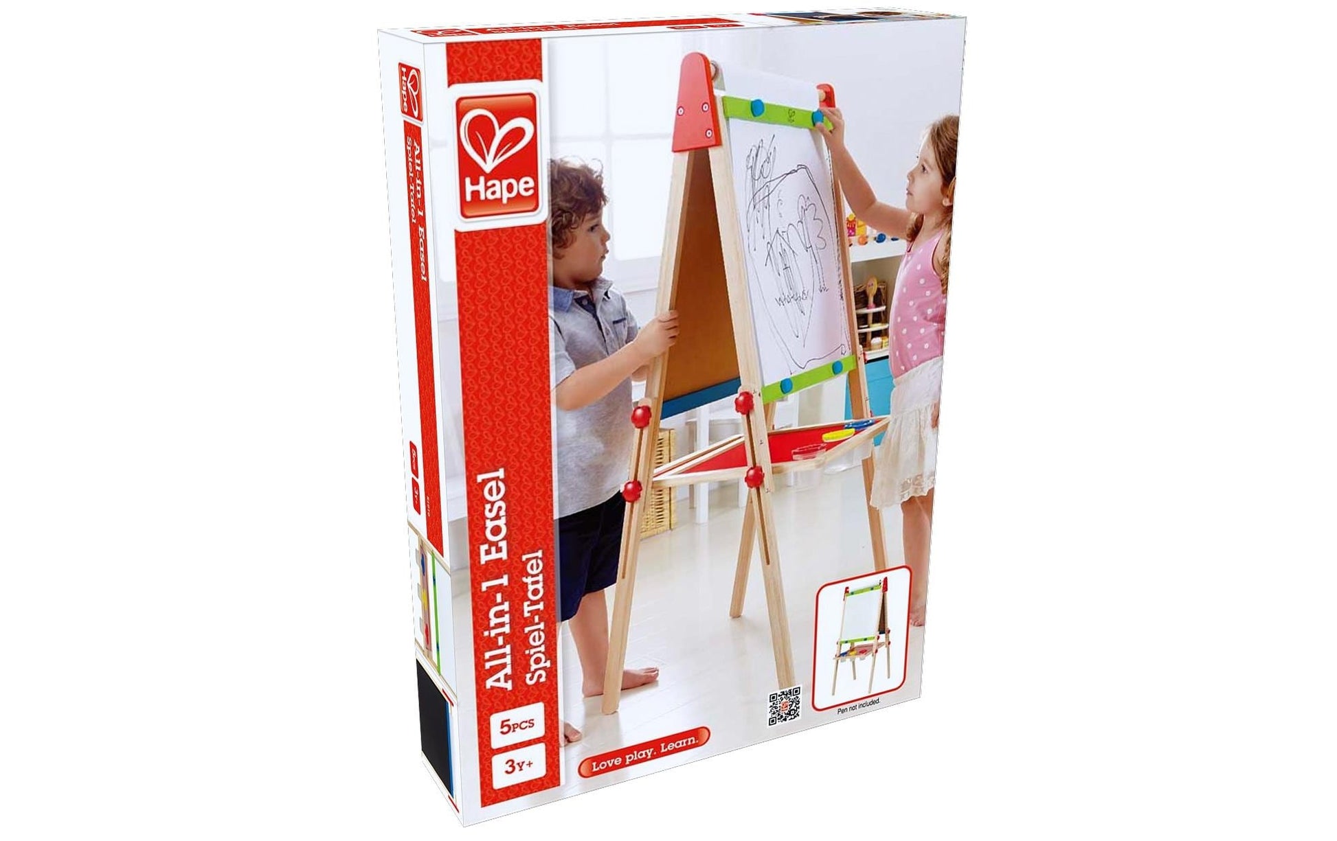 Hape Kinder-Kreidetafel – 550 × 1100 mm – Holz/ABS, mehrfarbig – doppelseitig, magnethaftend, für Kreide