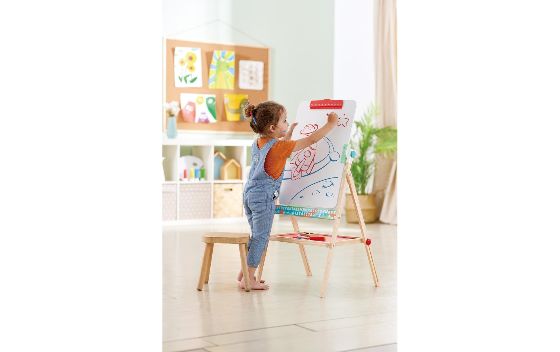 Hape Staffelei, dreh- und klappbar, doppelseitig, Holz/Kunststoff, 109,2 × 48,3 × 2,5 cm