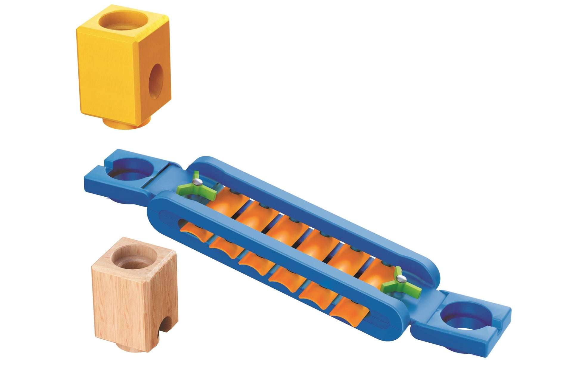 Hape QUADRILLA Super Spiralburg Murmelbahn – 129-teilig – ab 4 Jahren – Kunststoff, Glas, Holz – mehrfarbig