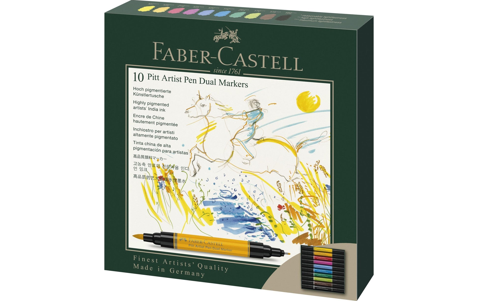 Faber-Castell PITT artist pen Brush Pen, Doppelspitze – Pinsel + 0,8 mm, wasserfest, 10 Farben