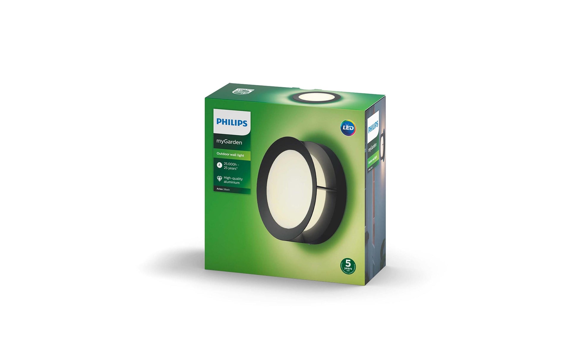 Philips by Signify Philips Aussenwandleuchte – 1200 lm, 12 W – Warmweiss, 2700 K – IP44 – Netzbetrieb – Schwarz – Aluminium