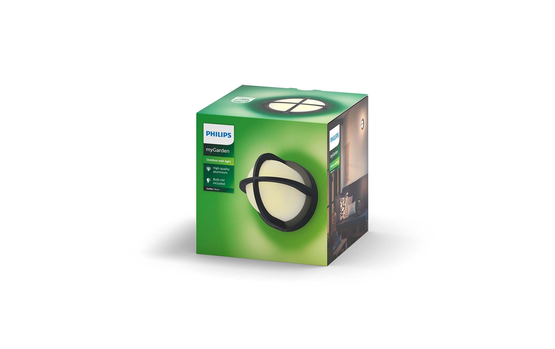 Philips by Signify Philips Aussenwandleuchte Astilbe – 18×9 cm, 42 W, IP44, Netzbetrieb, dimmbar, Schwarz, Aluminium