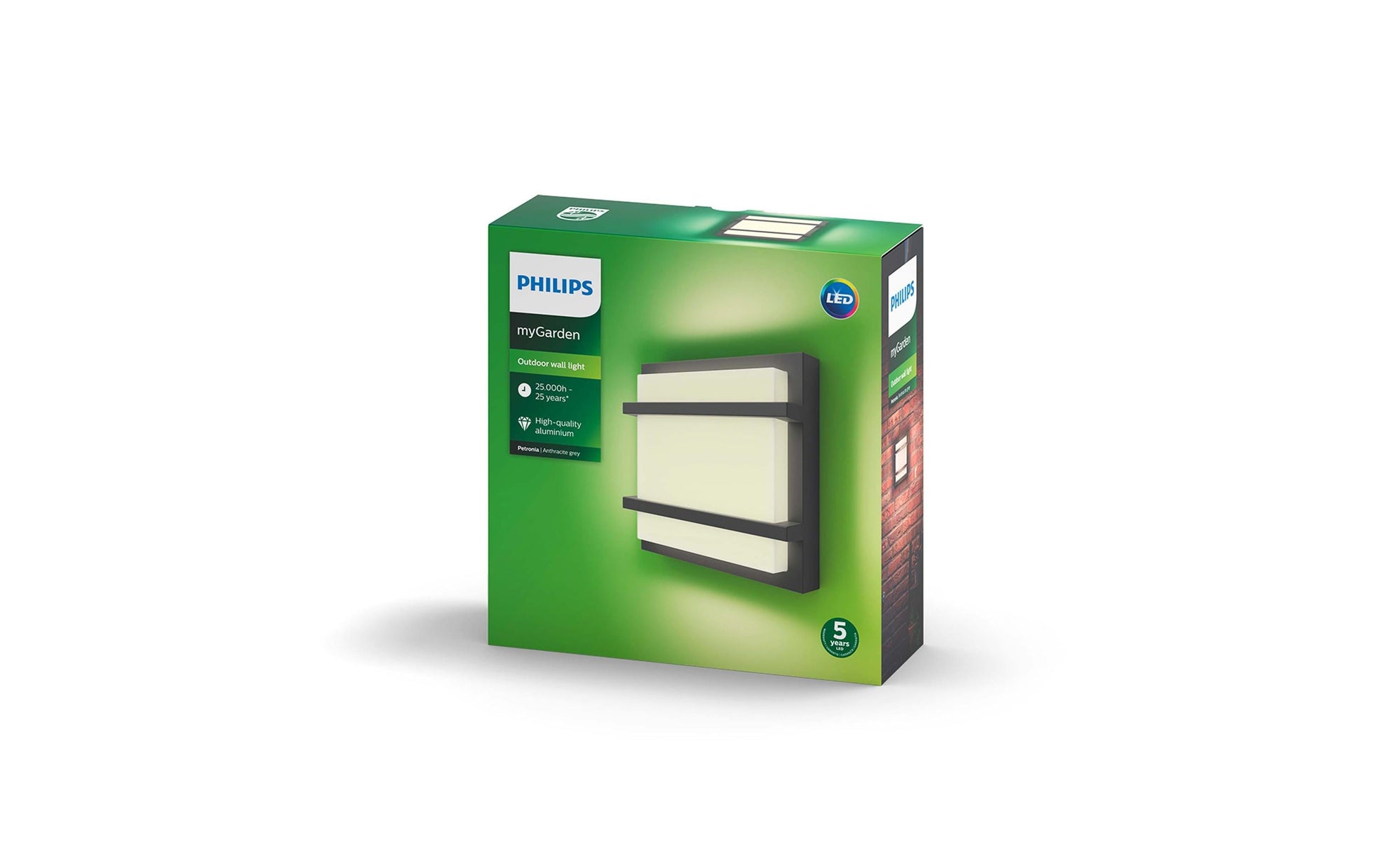 Philips by Signify Philips Aussenwandleuchte – 1'200 lm, 12 W – Warmweiss, 2700 K – IP44 – Netzbetrieb – Anthrazit, Aluminium