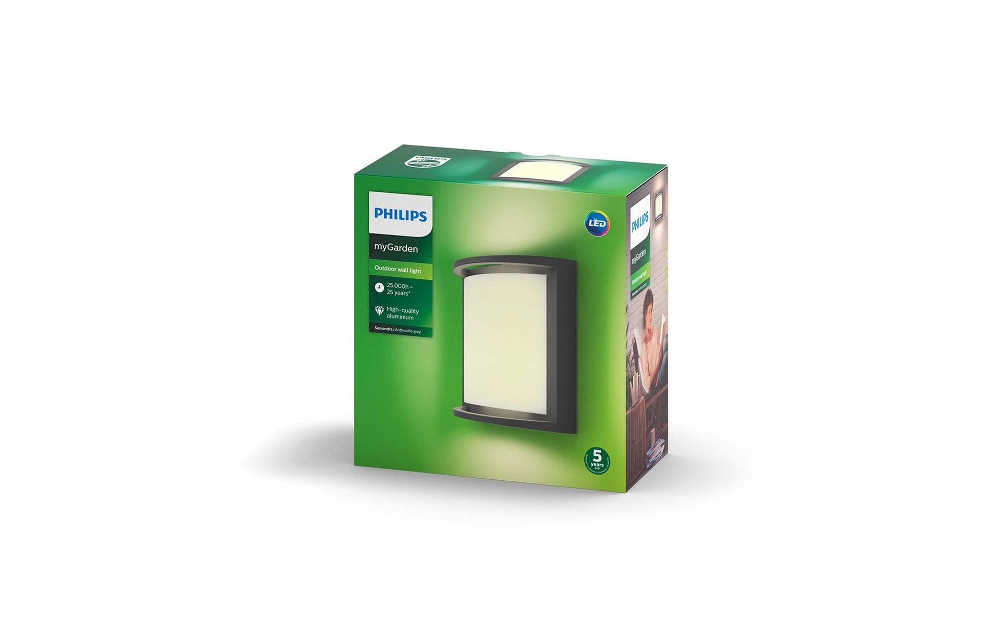Philips by Signify Philips Aussenwandleuchte – 1200 lm, 12 W, Warmweiss, 2700 K, IP44, Netzbetrieb, Anthrazit, Aluminium