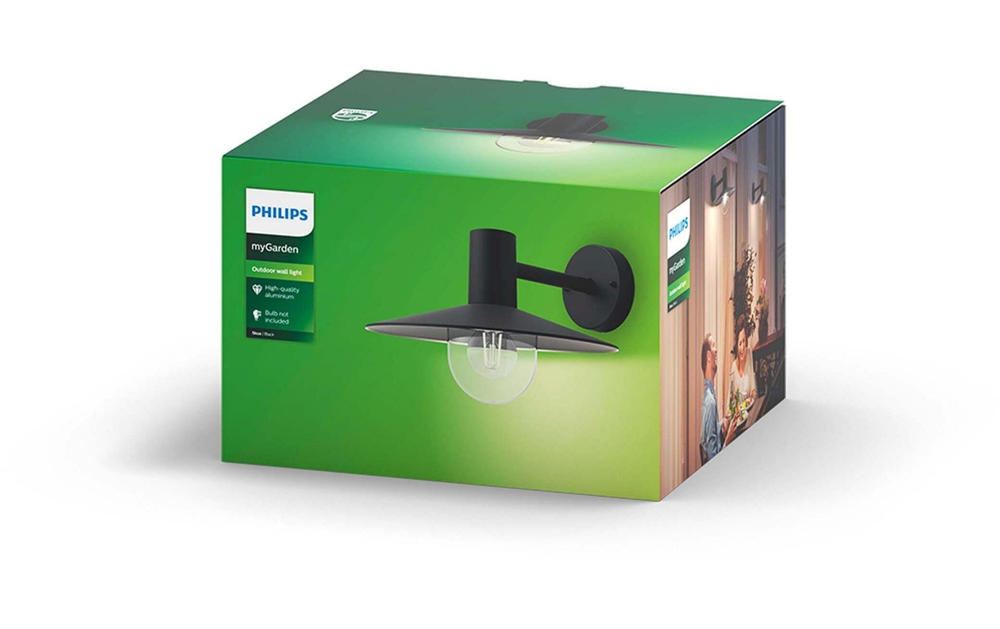 Philips by Signify Philips Aussenwandleuchte Skua – 30×21,8 cm, 42 W, IP44, Netzbetrieb, dimmbar, Schwarz, Aluminium