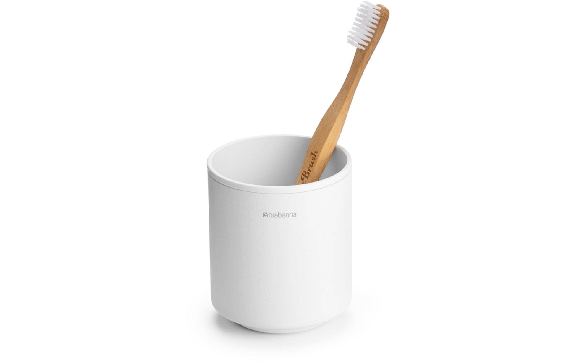 Brabantia Zahnbürstenhalter Mindset – 8,1×8,1×9,4 cm, Recycelter Kunststoff, Weiss