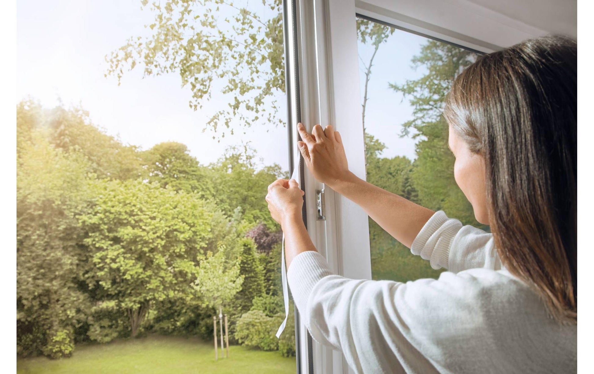 TESA Fenster-Fliegengitter – 120 × 240 cm – Anthrazit – Polyester – Klettband – Für Fenster