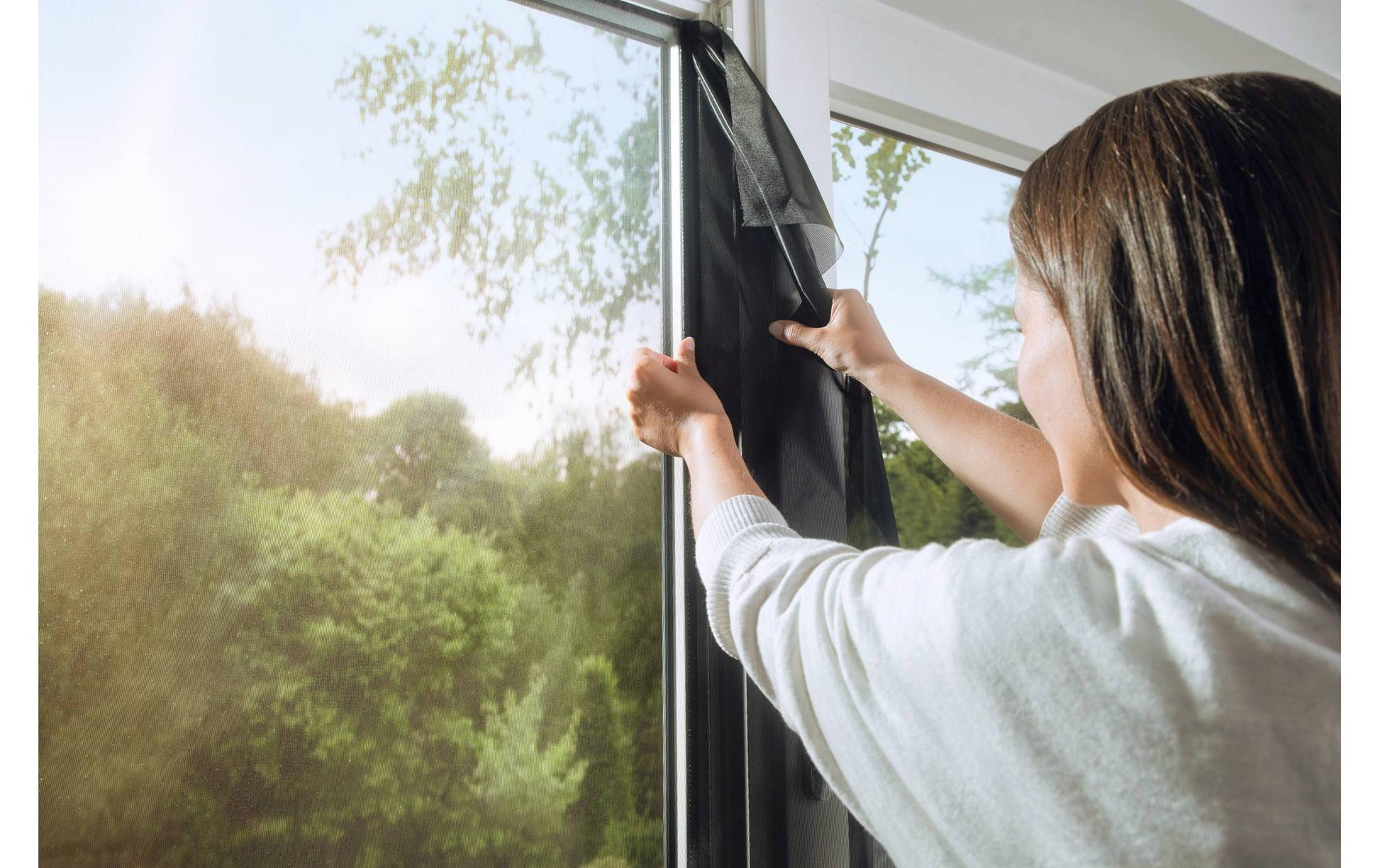 TESA Fenster-Fliegengitter – 120 × 240 cm – Anthrazit – Polyester – Klettband – Für Fenster