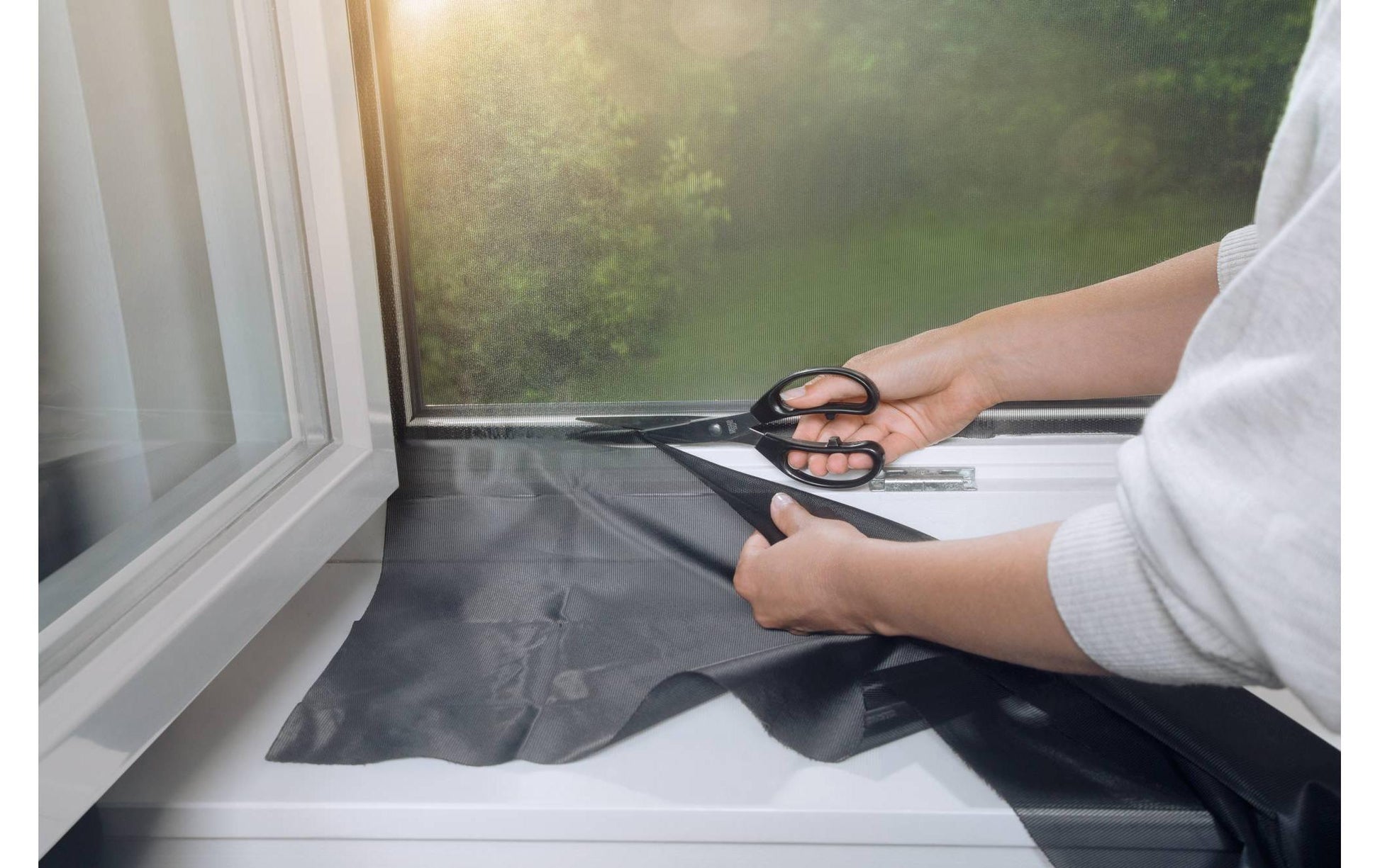TESA Fenster-Fliegengitter – 120 × 240 cm – Anthrazit – Polyester – Klettband – Für Fenster