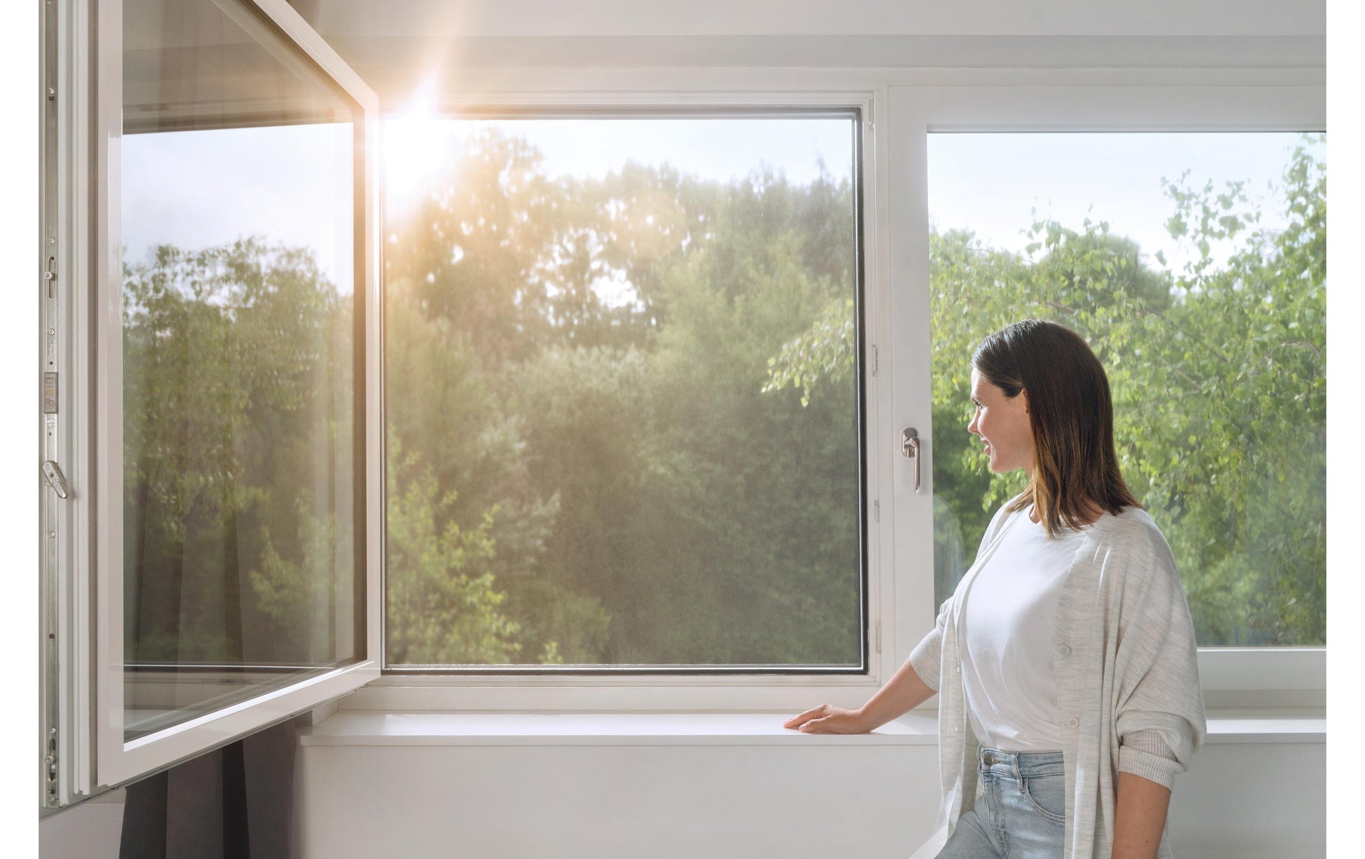 TESA Fenster-Fliegengitter – 120 × 240 cm – Anthrazit – Polyester – Klettband – Für Fenster