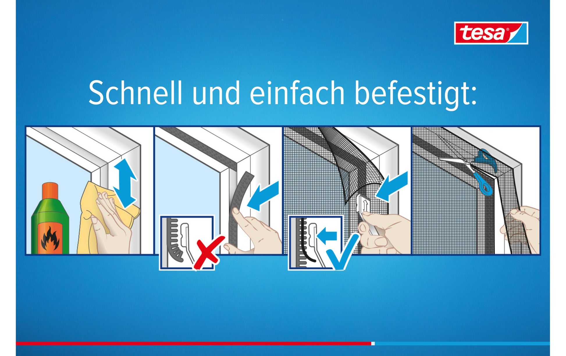 TESA Fenster-Fliegengitter – 120 × 240 cm – Anthrazit – Polyester – Klettband – Für Fenster