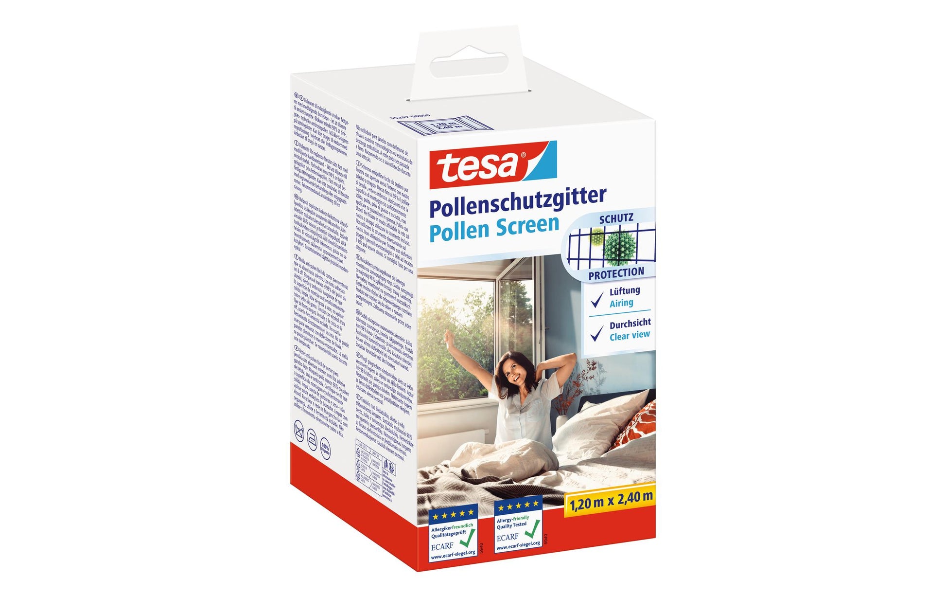 TESA Fenster-Fliegengitter – 120 × 240 cm – Anthrazit – Polyester – Klettband – Für Fenster