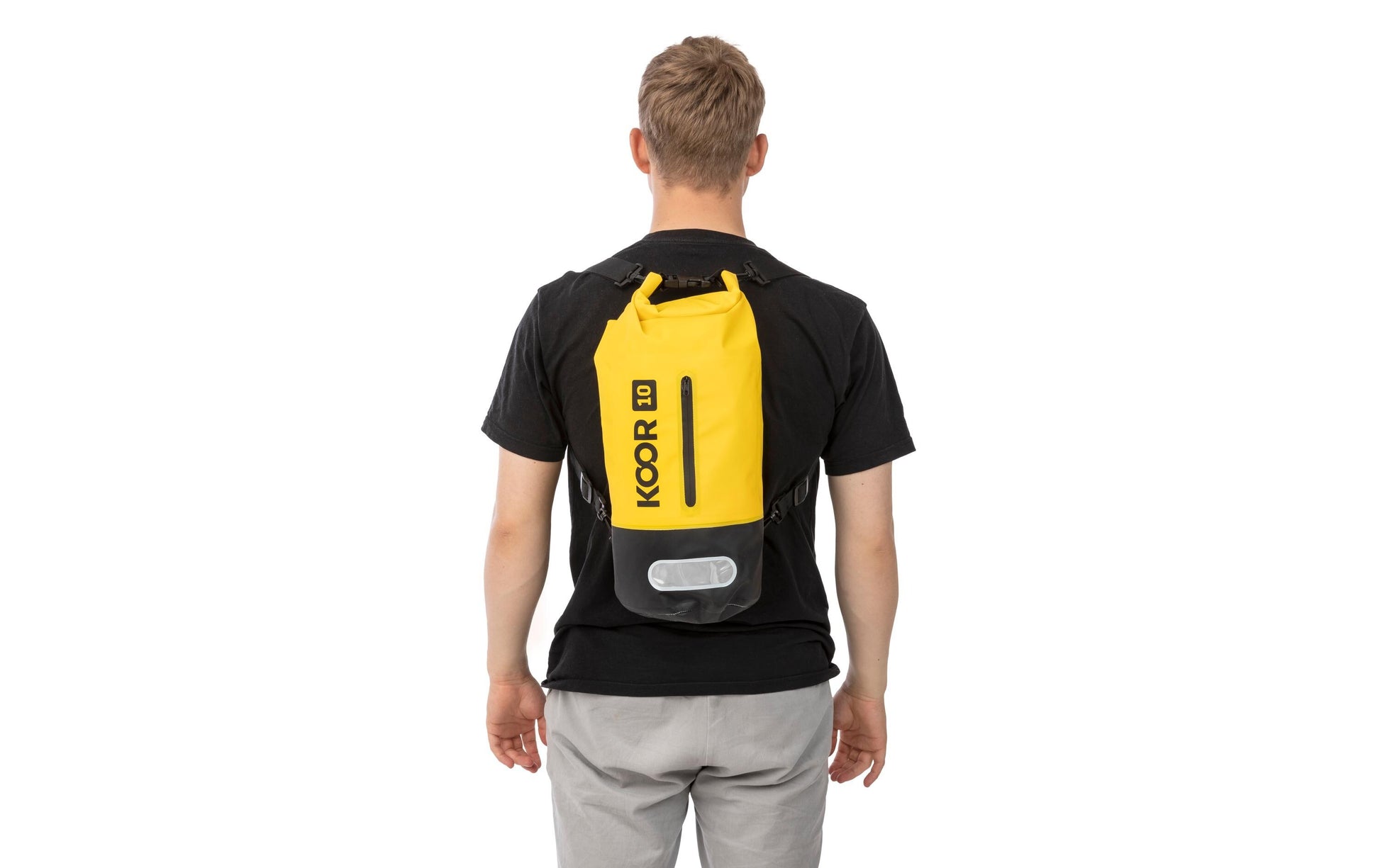 KOOR Sportrucksack Dry Bag – 10 l, wasserfest, reflektierend, PVC – Gelb, 200 × 550 × 200 mm