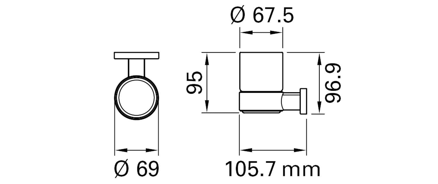 Biasca Zahnputzbecher – Glas, Wandmontiert, Schwarz