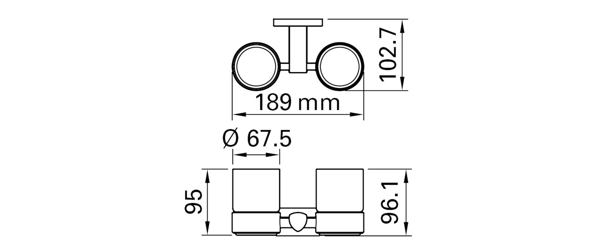 Biasca Zahnbürstenhalter – Bohrlochabstand 2–4 cm, Glas, Wandmontiert, Weiss