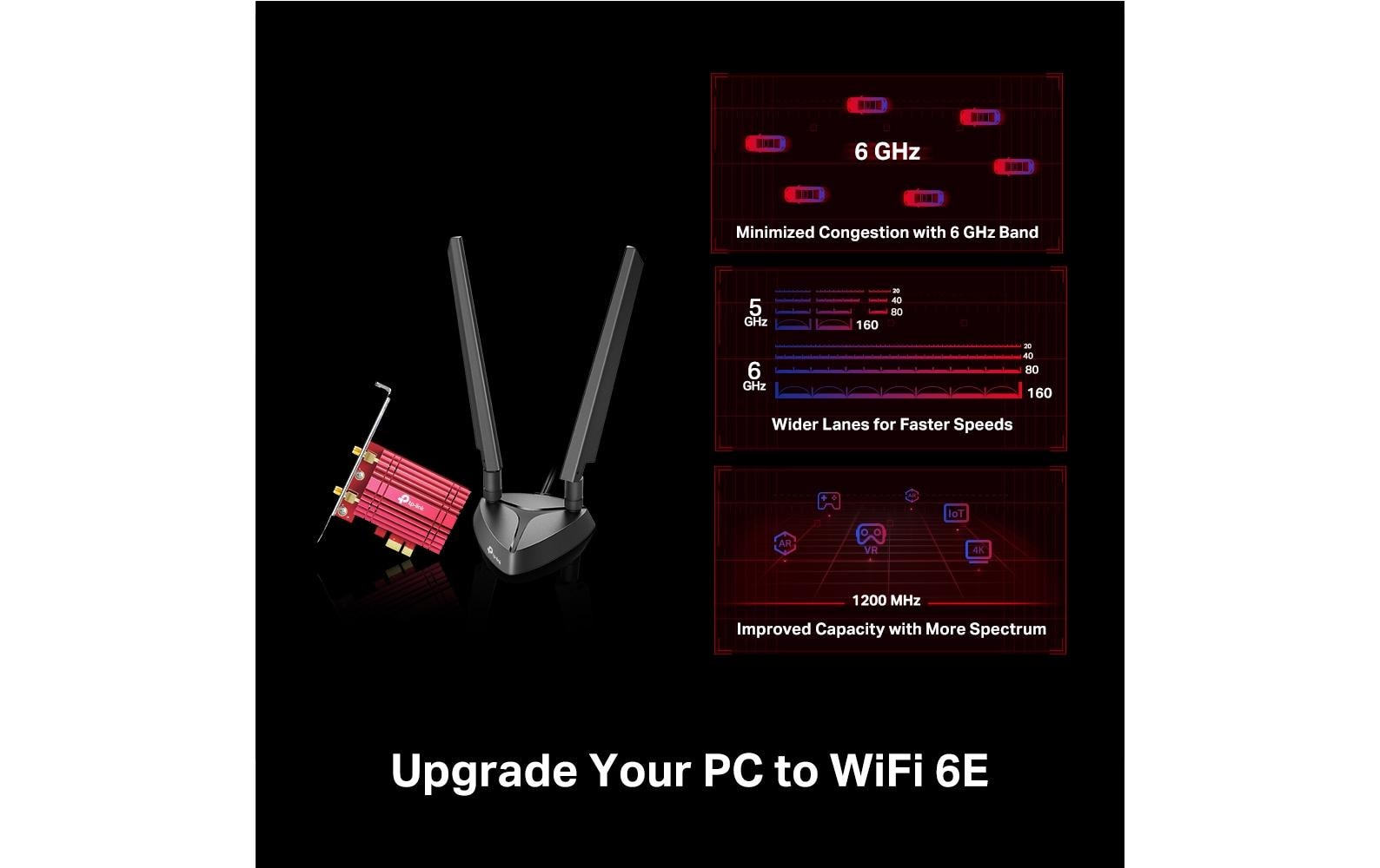 TP-Link AXE5400 PCIe-WLAN-Karte – Wi-Fi 6E (802.11ax), 5,4 Gbit/s, Bluetooth 5,2 – für PC