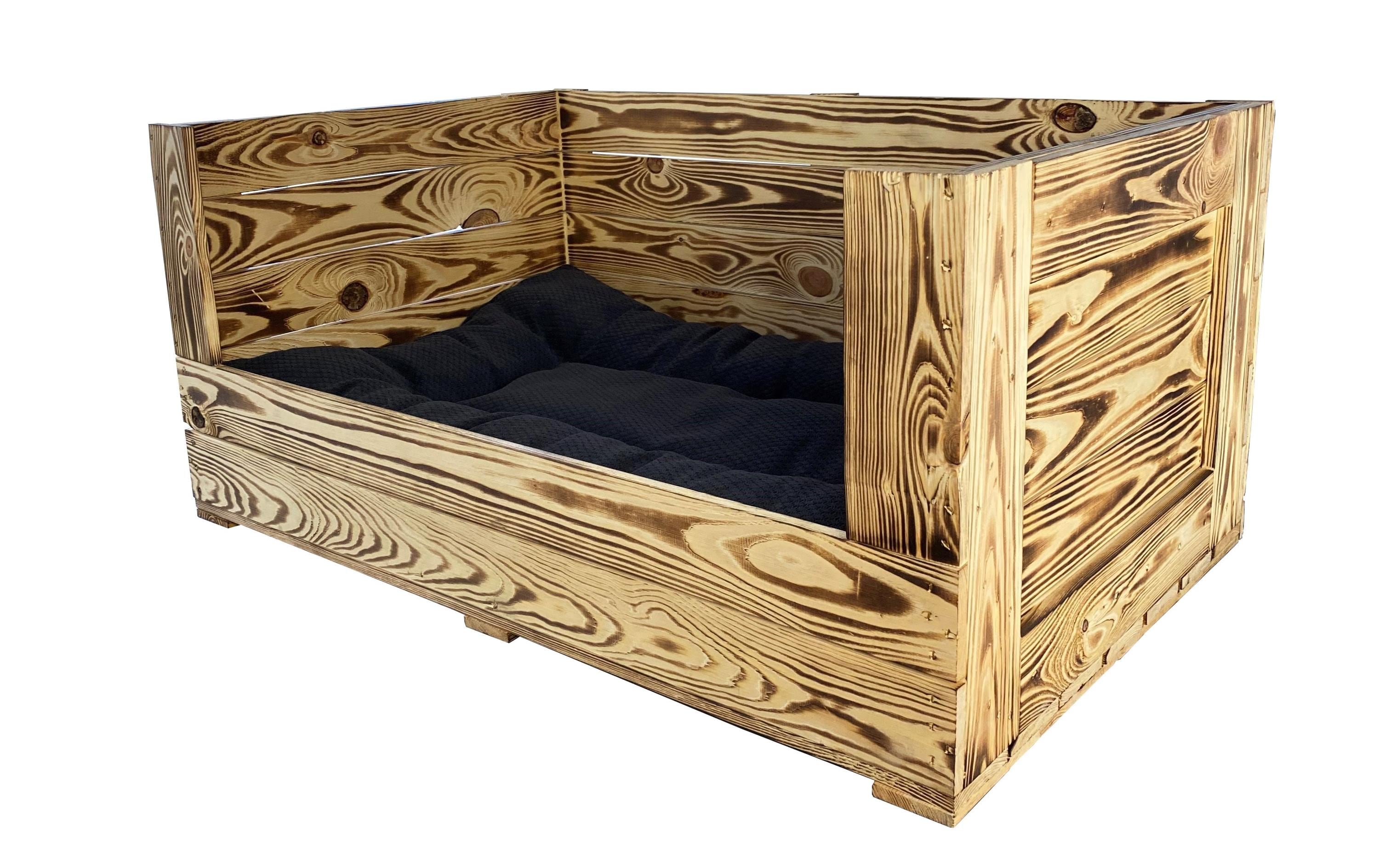 Holz Zollhaus Vintage Sofa – B 57 × T 90 × H 42 cm – FSC-Holz, Braun – für Hunde