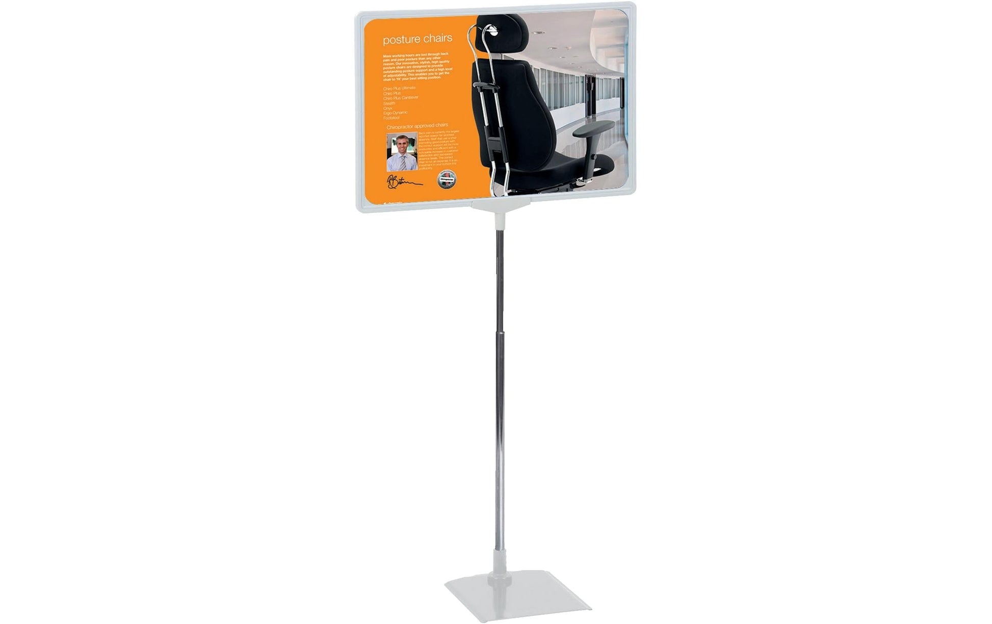 Franken Schilderhalter – für A3 – höhenverstellbar – quer – grau – Aluminium – Höhe 320–620 mm