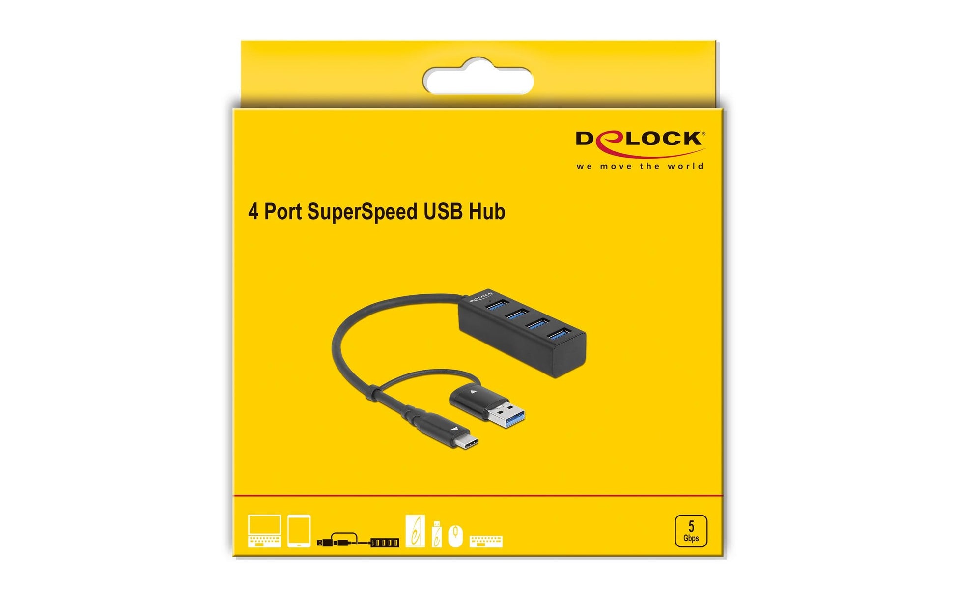 DeLOCK 63828 USB-Hub – USB-C, 4× USB-A